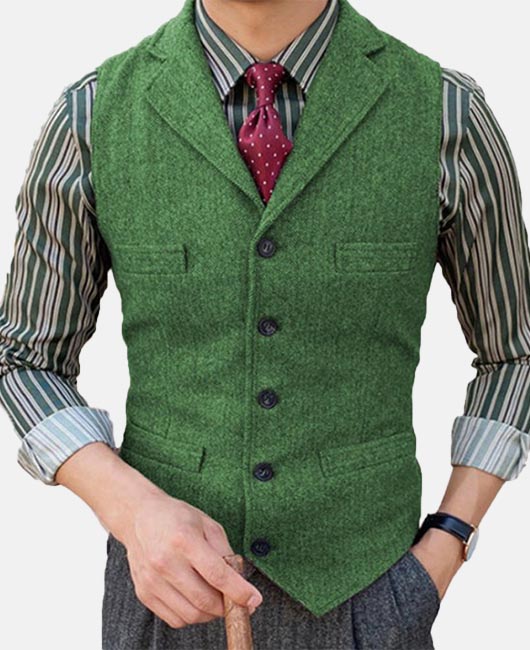 OK Casual Notch Lapel Plain Single Breasted Blazer Vest